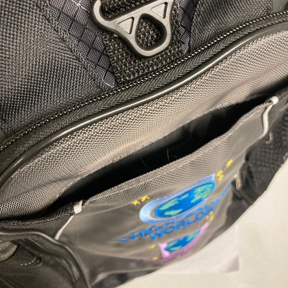 The Cheerleading Cheer Dance Worlds Girls Black Backpack 21” X 14” NWOT